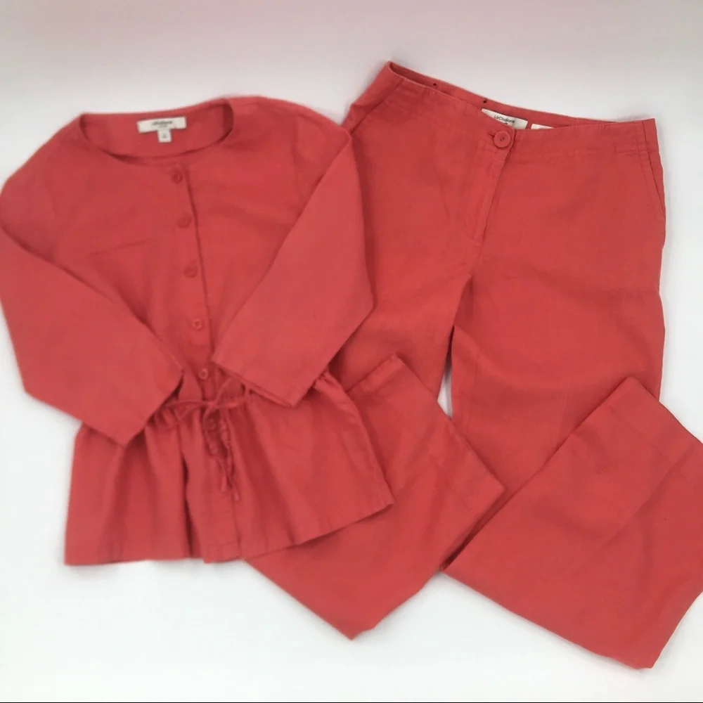 Liz Claiborne Coral Peplum Jacket with Matching Pants